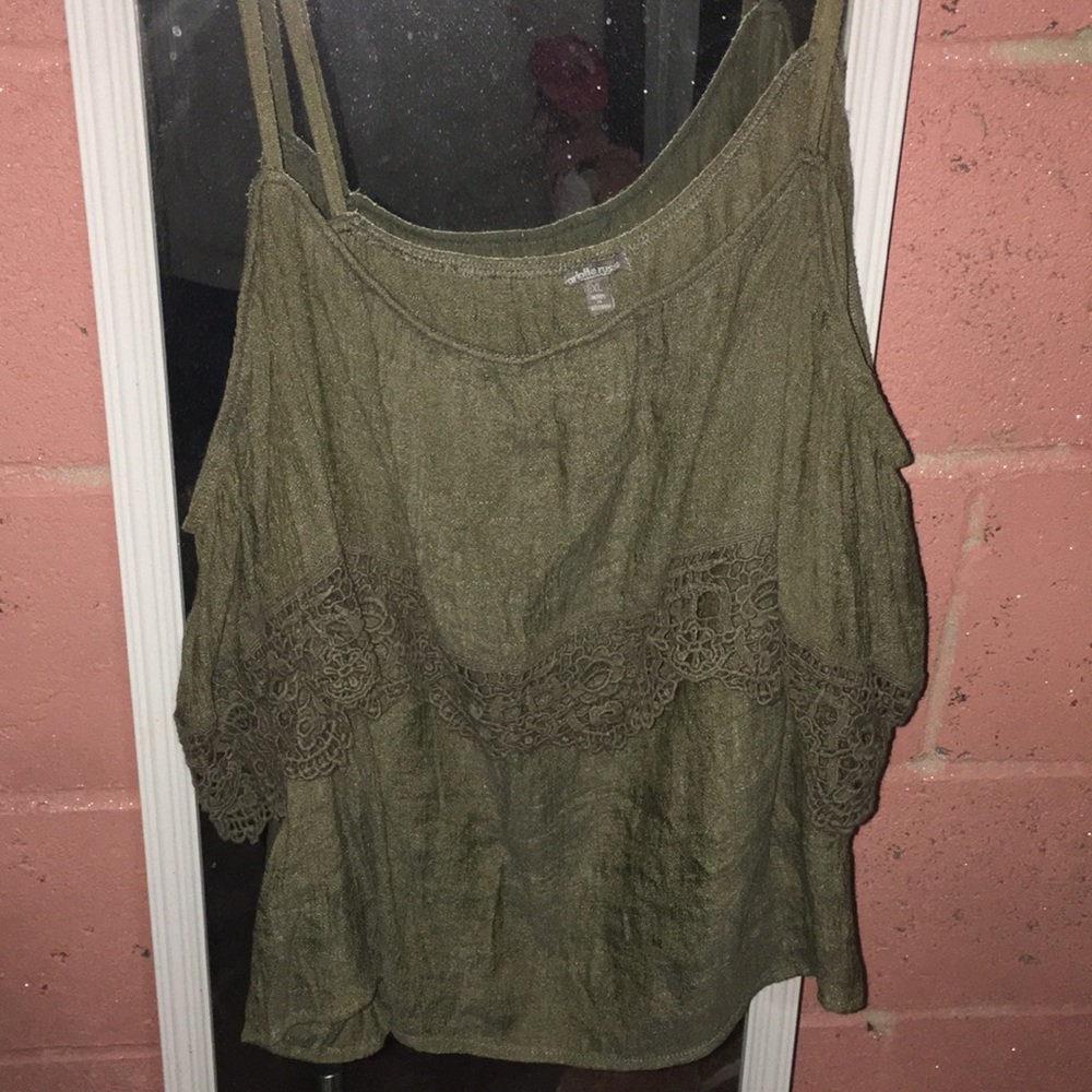 Beautiful army green lace blouse